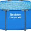 Bestway Steel Pro MAX 14’ x 42" Above Ground Pool, Round Metal Frame Outdoor Swimming Pool for Backyard, Blue, Pool ONLY