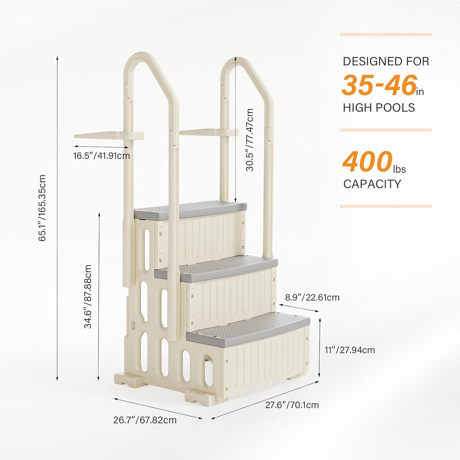 61qWVKJ5hNL._AC_SL1500_.jpg VINGLI Pool Ladder Heavy-Duty Safety Step for Above Ground Pools Stair Entry System with Handrails, Beige and Grey (Beige & Gray, 3 Steps)