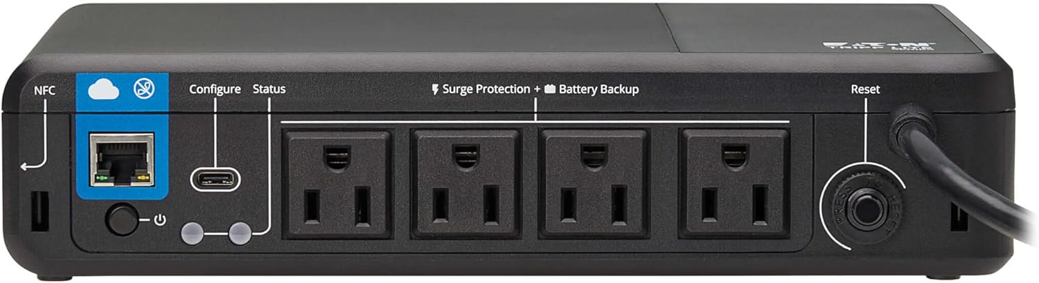 Tripp Lite Cloud-Connected 600VA UPS Battery Backup and Surge Protector, Remote Management & Monitoring, 300W, 4 Outlets, Computer UPS, Wall Mount Option, 5ft Cord, 3-Year Warranty (BC600RNC) Tripp Lite Cloud-Connected 600VA UPS Battery Backup and Surge Protector, Remote Management & Monitoring, 300W, 4 Outlets, Computer UPS, Wall Mount Option, 5ft Cord, 3-Year Warranty (BC600RNC) - Image 3