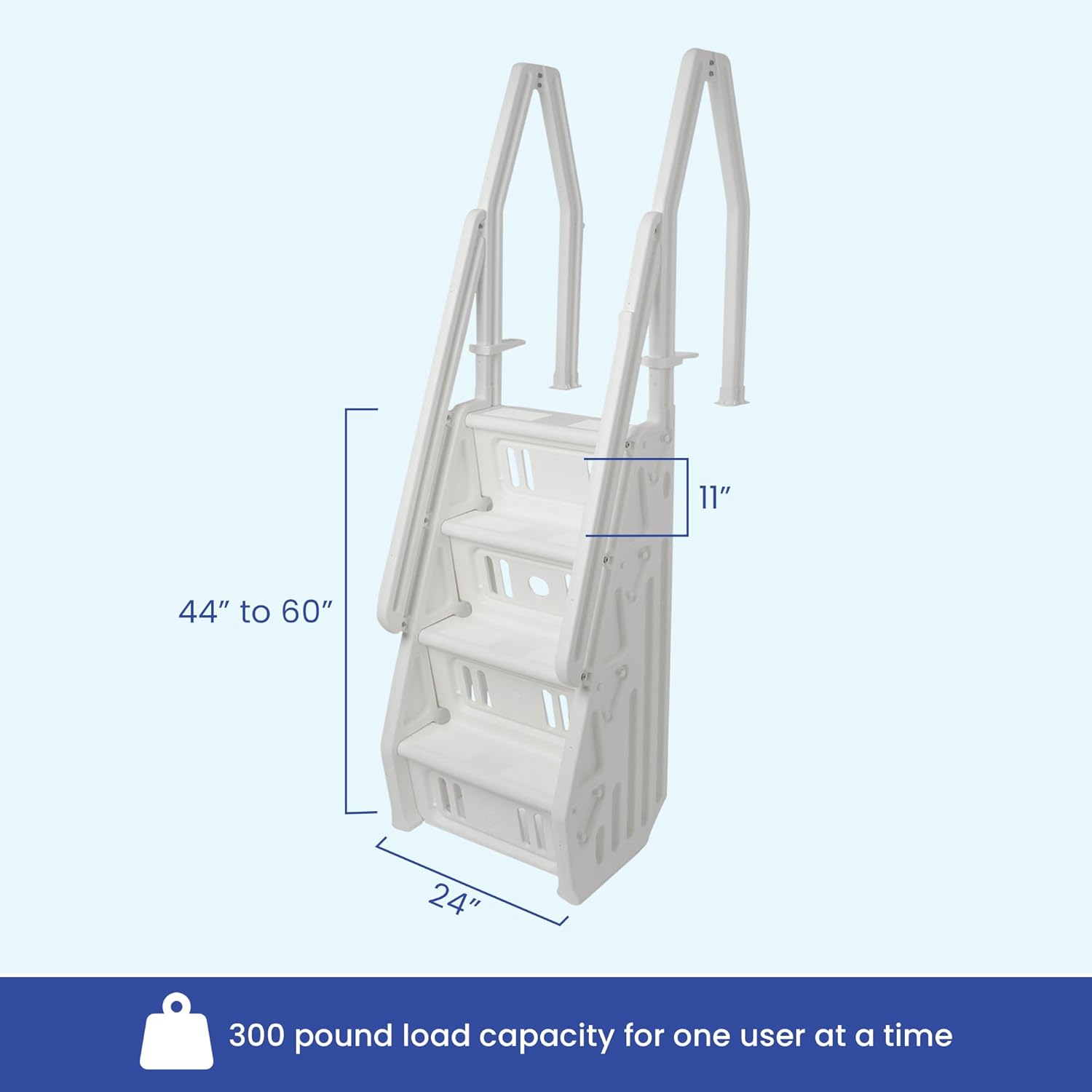 61sqqNOY0kL._AC_SL1500_.jpg Vinyl Works 24 Inch in Pool Step Ladder, Adjustable Stair Entry System with Handrails and Non-Slip Surface for Above Ground Swimming Pools, White