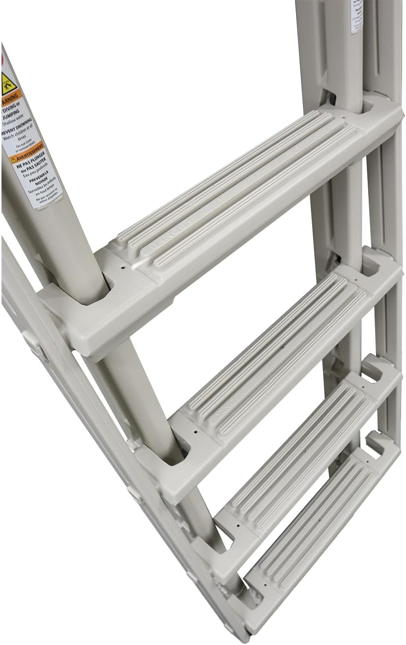 61t90rIZUGL._AC_SL1500_.jpg Confer Plastics 7100X Evolution 48" to 54" Adjustable A Frame Above Ground Swimming Pool Entry Ladder with Flip Up and Locking Section for Safety