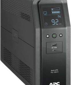APC UPS Back-UPS Pro 1000VA Sinewave UPS, 600W Battery Backup & Surge Protector, AVR, 10 Outlets, LCD, USB-C & USB-A Charging Ports, BR1000MS Uninterruptible Power Supply for Computers, Electronics