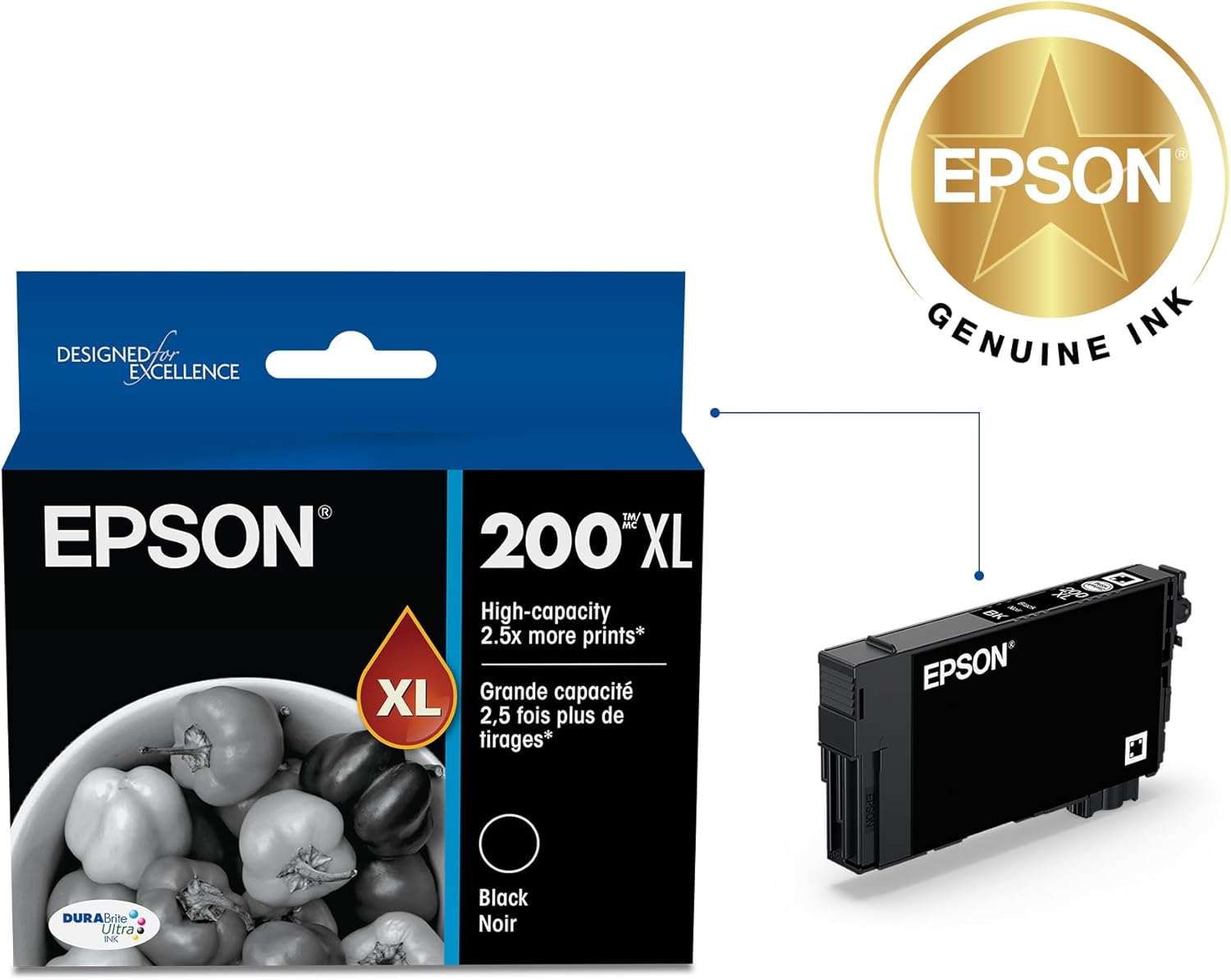 61uk-4dXpL._AC_SL1500_.jpg EPSON 200 DURABrite Ultra Ink High Capacity Black Cartridge (T200XL120-S) Works with WorkForce WF-2520, 2530, 2540, Expression XP-200, 300, 310, 400, 410