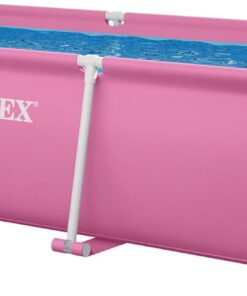 INTEX 28267EH Rectangular Frame 8 ft 6 in x 5 ft 4 in x 26 in Above Ground Pool, Swimming Pool with Steel Frame, Pink - Pump Not Included