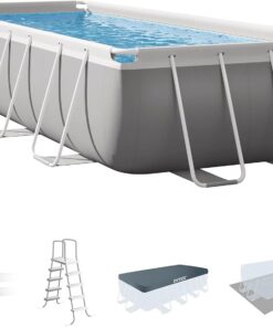INTEX 26791EH Prism Frame Premium Rectangular Above Ground Swimming Pool Set: 16ft x 8ft x 42in – Complete Set Includes 1000 GPH Cartridge Filter Pump