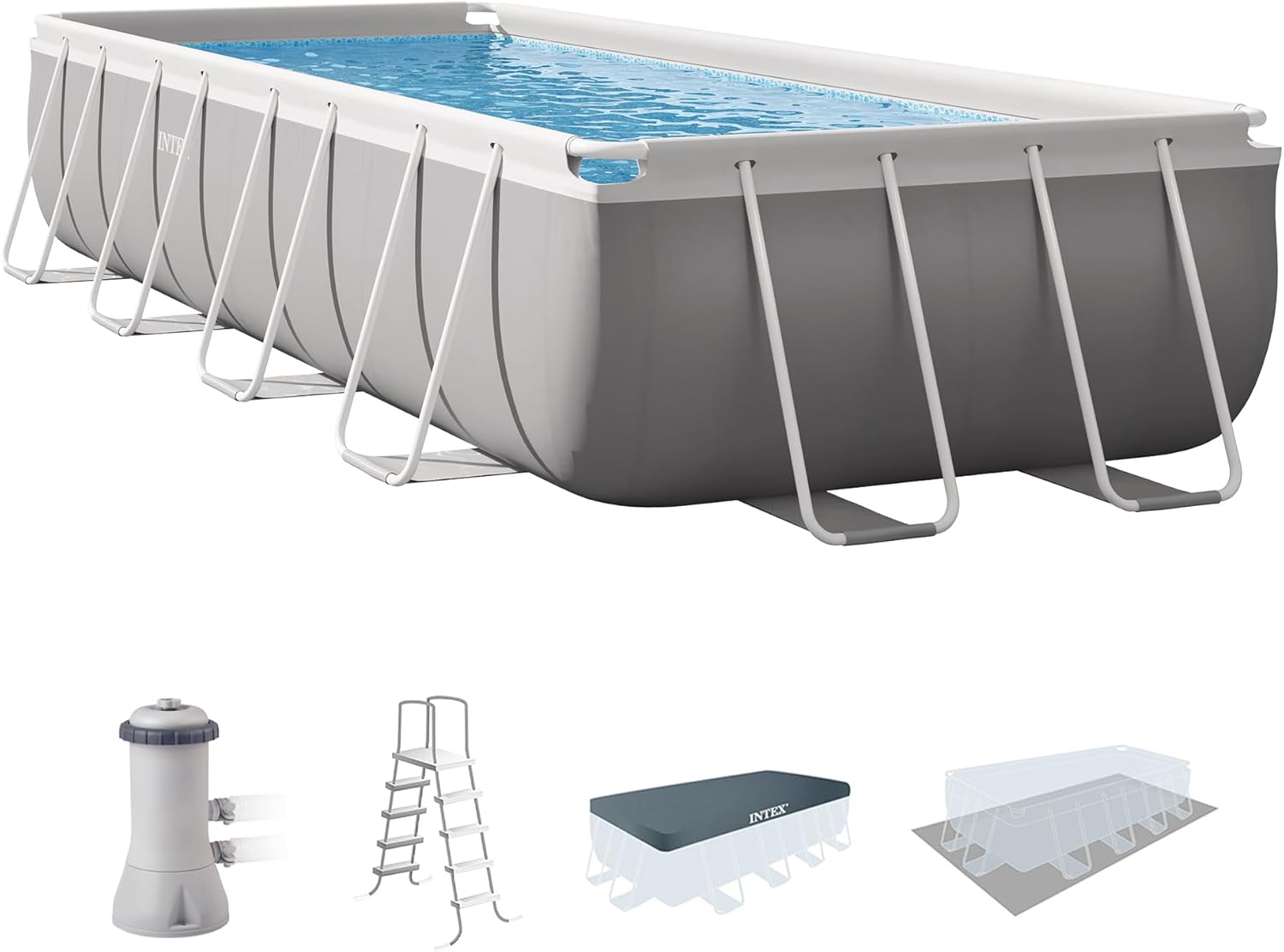 INTEX 26791EH Prism Frame Premium Rectangular Above Ground Swimming Pool Set: 16ft x 8ft x 42in – Complete Set Includes 1000 GPH Cartridge Filter Pump INTEX 26791EH Prism Frame Premium Rectangular Above Ground Swimming Pool Set: 16ft x 8ft x 42in – Complete Set Includes 1000 GPH Cartridge Filter Pump