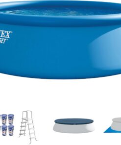Intex 15ft x 48in Easy Set Outdoor Above Ground Swimming Pool Kit with Ladder, Cover, 1000 GPH GFCI Filter Pump and 6 Replacement Filter Cartridges