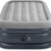 INTEX 64131ED Dura-Beam Plus Deluxe Pillow: Fiber-Tech – Twin Size – Built-in Electric Pump – 16.5in Bed Height – 300lb Weight Capacity