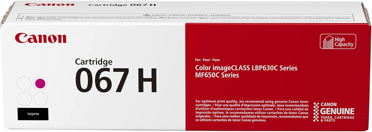 Canon Genuine 067 Magenta Toner Cartridge High Capacity Compatible with LBP633Cdw, LBP632Cdw, MF652Cdw, MF653Cdw, MF654Cdw, MF656Cdw