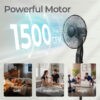 Goosiay 16" Oscillating Pedestal Fan with Remote Control, Ultra-Quiet Sleep Mode, Easy Carry Handle, Height Adjustable Standing Fan for Bedroom Home Office