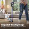 HOOFUN Cordless Vacuum Cleaner, 50mins Runtime, Powerful Stick Vacuum 6*2600mah Rechargeable Cordless Vacuum for Carpet, Tile, Pet Hair, Hardwood Floors, Blue