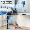 16" Oscillating Pedestal Fan with Remote, Ultra-High 3-Speed,3-Mode Standing Floor Fan with Height Adjustment ,12H Timer, 90° Oscillating Quiet Cooling Fan, for Bedroom Home Office