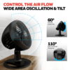 Honeywell 10" Black Turbo Force Power Oscillating Table Fan, 35ft Air Circulation Power, 3 Speed, 45° Pivot, HPF860BWM Honeywell 10" Black Turbo Force Power Oscillating Table Fan, 35ft Air Circulation Power, 3 Speed, 45° Pivot, HPF860BWM