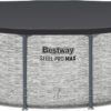 Bestway Steel Pro MAX 14' x 48" Above Ground Pool, Round Metal Frame Outdoor Swimming Pool Set with Filter Pump, Ladder, and Cover, Gray Stone Print Bestway Steel Pro MAX 14' x 48" Above Ground Pool, Round Metal Frame Outdoor Swimming Pool Set with Filter Pump, Ladder, and Cover, Gray Stone Print