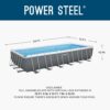 Bestway Power Steel 24’ x 12' x 52” Above Ground Pool, Rectangular Metal Frame Outdoor Swimming Pool Set with Sand Filter Pump, Ladder, and Cover
