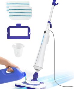 Professional Steam Mop Cleaner, 1300W Floor Steamer with Detergent Chamber, 25S Heat Up, Lightweight Steamer for Cleaning with 2 Washable Pads, Safe for Tiles, Upholstery, Carpet, Hardwood, Azure