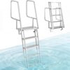 VEVOR Flip-Up Dock Ladder, 5-Step, Heavy-Duty Aluminum Alloy Pontoon Boat Swim Ladder, with Non-Slip Wide Steps, 350 lbs Weight Capacity, Pull Rope Assist, Comfort Use for Lake Pool Marine Boarding