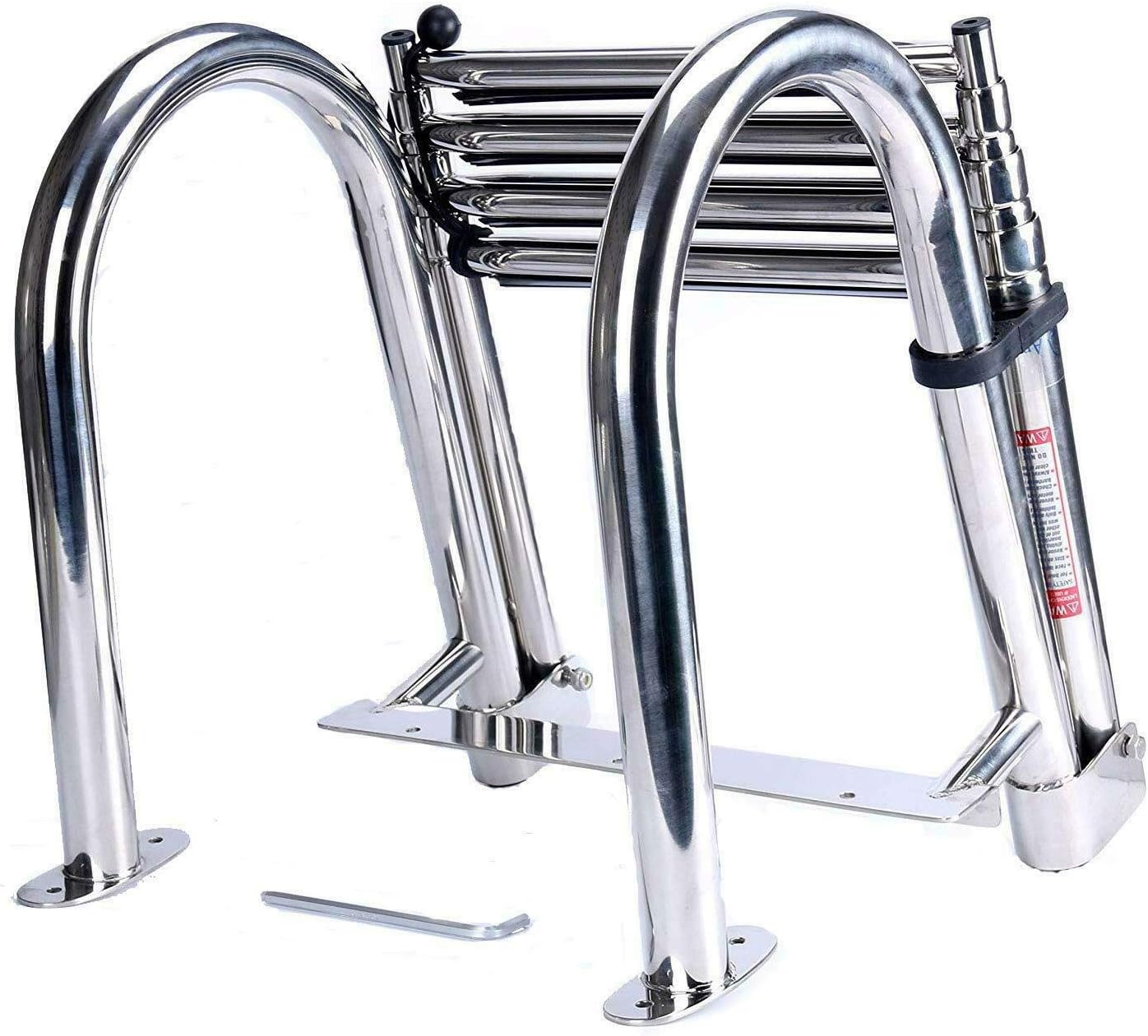 710L-0ZnUgL._AC_SL1500_.jpg Amarine Made Boat Ladder 4 Steps Removable Premium Stainless Folding Rear Entry Pontoon Boat Ladder w/Extra Wide Step