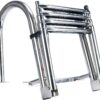 Amarine Made Boat Ladder 4 Steps Removable Premium Stainless Folding Rear Entry Pontoon Boat Ladder w/Extra Wide Step