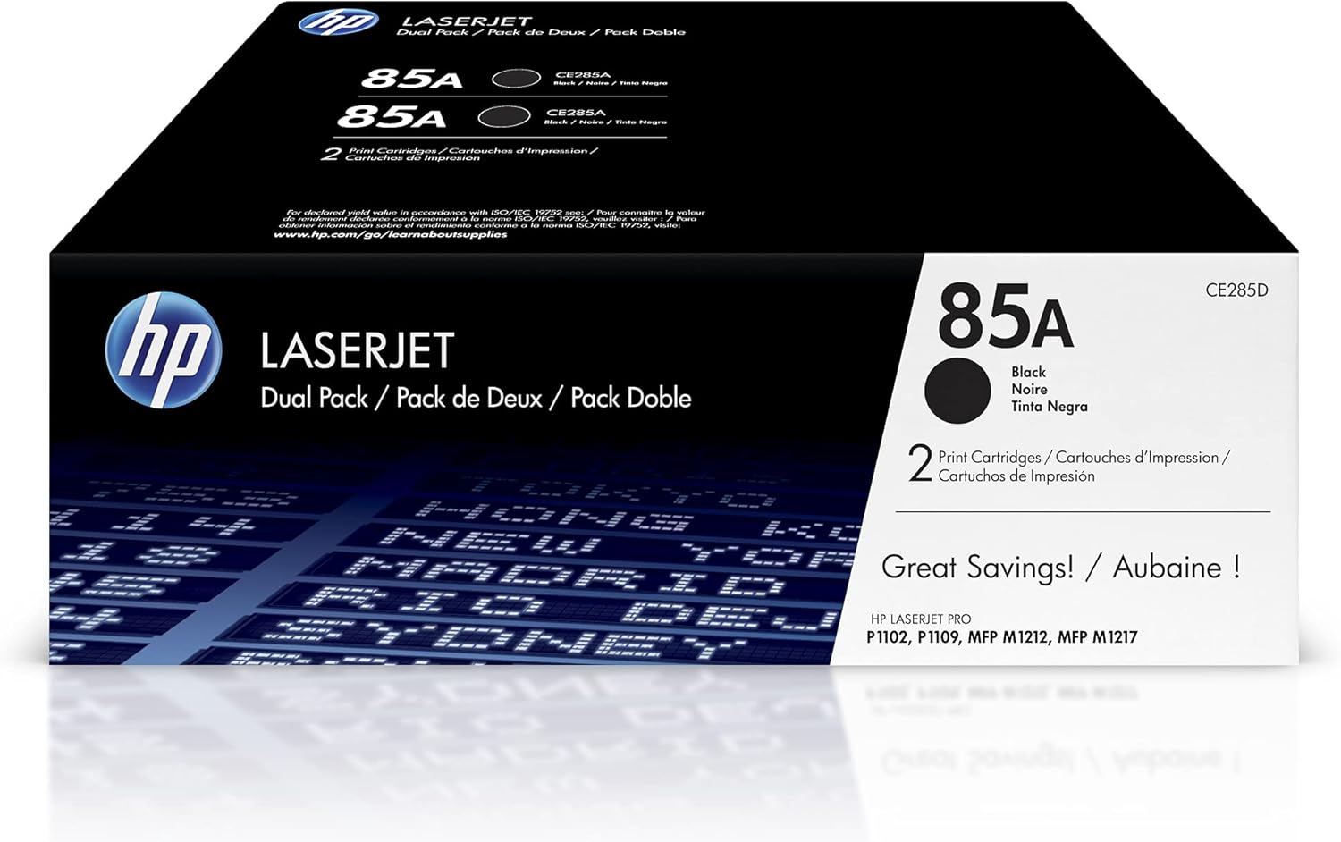 HP 85A Black Toner Cartridges (2-Pack) | Works LaserJet Pro P1102, P1109 Series, LaserJet Pro MFP M1212, M1217 Series | CE285D