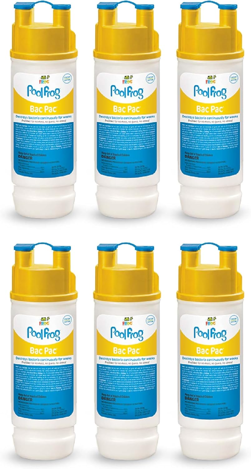 FROG Bac Pac Replacement Chlorine Cartridges for use with Pool FROG Model 5400 and 6100 Cyclers - Prefilled for Easy & Convenient Pool Sanitizing & Water Care - 6 Pack