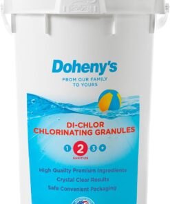 Doheny's Di-Chlor Granular Chlorine | Pro-Grade 3-in-1 Pool Sanitizer, Shock & Algaecide | Fast-Dissolving, Calcium-Free, No Residue | 99.5% Sodium Dichlor with 56% Stabilized Chlorine | 50lb Bucke