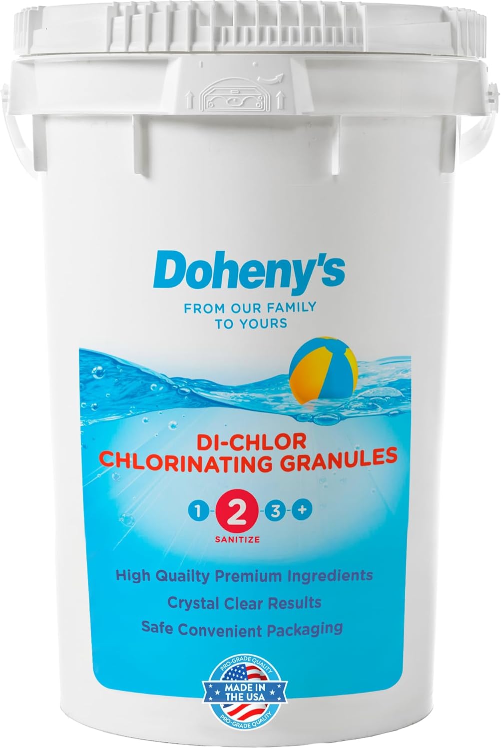 Doheny's Di-Chlor Granular Chlorine | Pro-Grade 3-in-1 Pool Sanitizer, Shock & Algaecide | Fast-Dissolving, Calcium-Free, No Residue | 99.5% Sodium Dichlor with 56% Stabilized Chlorine | 50lb Bucke