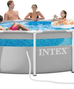 INTEX 26721MZ 14ft x 42in Prism Frame Clearview Premium Above Ground Pool Set: Includes 1000 GPH Krystal Clear Cartridge Filter Pump – 3357 Gallon Capacity – Age Grade 6+