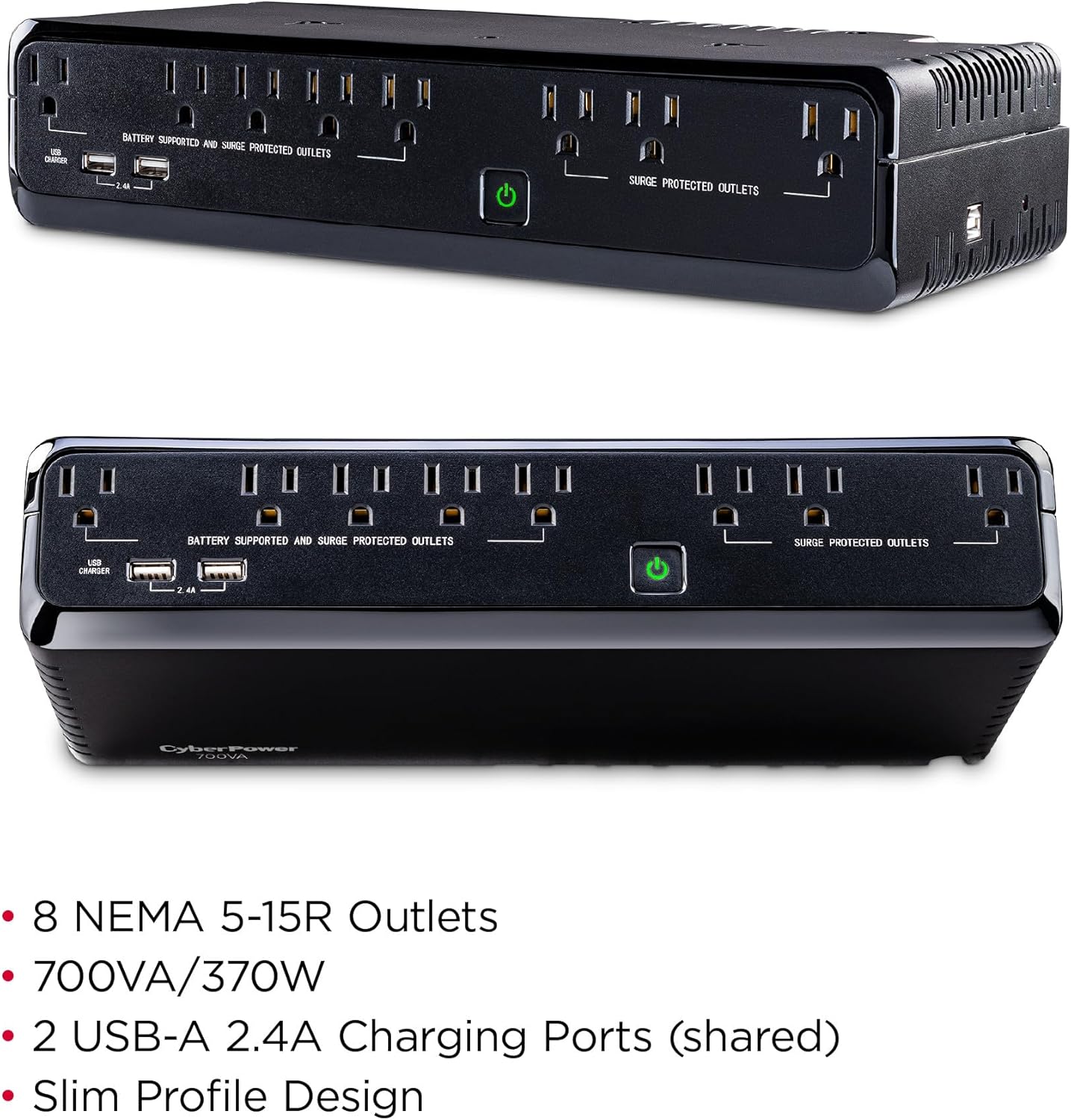 CyberPower SL700U Standby UPS Battery Backup and Surge Protector, 700VA/370W, 8 Outlets, Slim Profile, UL Certified CyberPower SL700U Standby UPS Battery Backup and Surge Protector, 700VA/370W, 8 Outlets, Slim Profile, UL Certified - Image 6