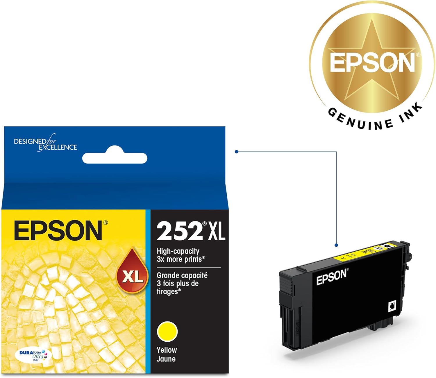 715sCXL-9uL._AC_SL1500_.jpg EPSON 252 DURABrite Ultra Ink High Capacity Yellow Cartridge (T252XL420-S) Works with WorkForce WF-3620, 3640, 7110, 7610, 7620, 7710, 7720, 7210