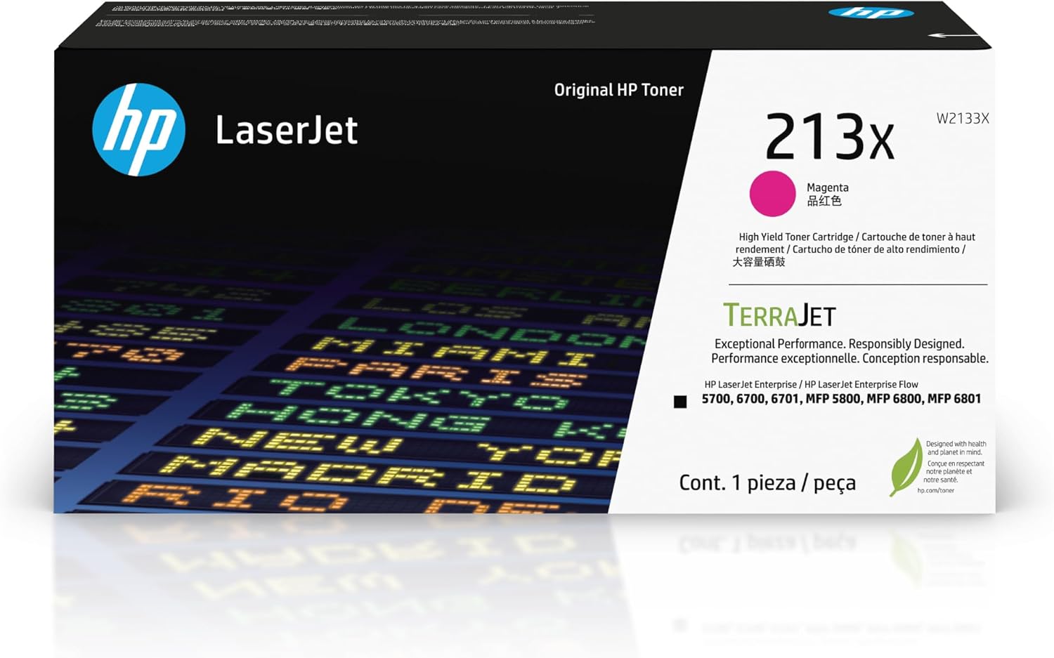 HP 213X High Yield Magenta Original LaserJet Toner Cartridge, W2133X. Works LaserJet Enterprise 5700, 5800, 6700, 6701, 6800, 6801