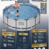 Bestway Steel Pro MAX 14' x 33" Round Above Ground Swimming Pool Set, 530 GPH Filter Pump, Tritech Puncture Resistant Liner, ClickConnect Steel Frame, Gray