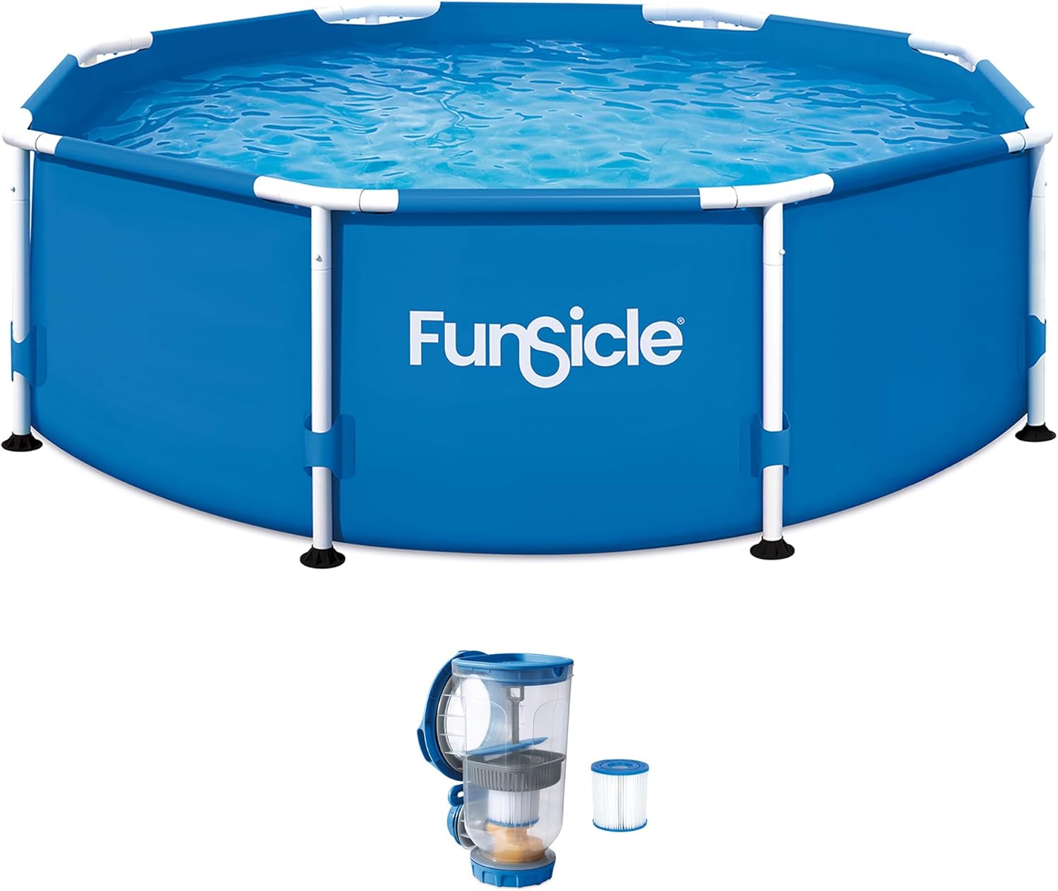Funsicle Activity 8' x 30" Round Above Ground Swimming Pool, Includes FiltraBoost 400 GPH Filter Pump with AutoSkimmer, Type I Filter Cartridge & Repair Patch (F2000830A)
