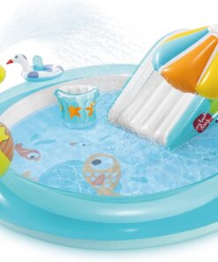 Intex Gator 6.6' x 5.6' x 4" Outdoor Inflatable Kiddie Pool Water Play Swim Center