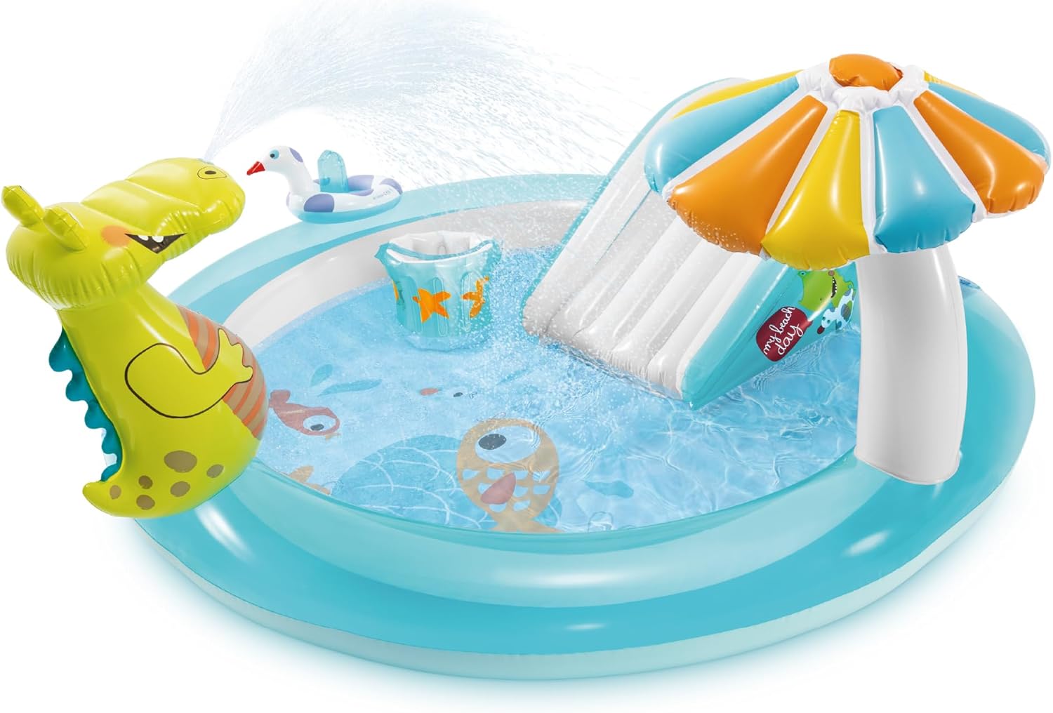 Intex Gator 6.6' x 5.6' x 4" Outdoor Inflatable Kiddie Pool Water Play Swim Center Intex Gator 6.6' x 5.6' x 4" Outdoor Inflatable Kiddie Pool Water Play Swim Center