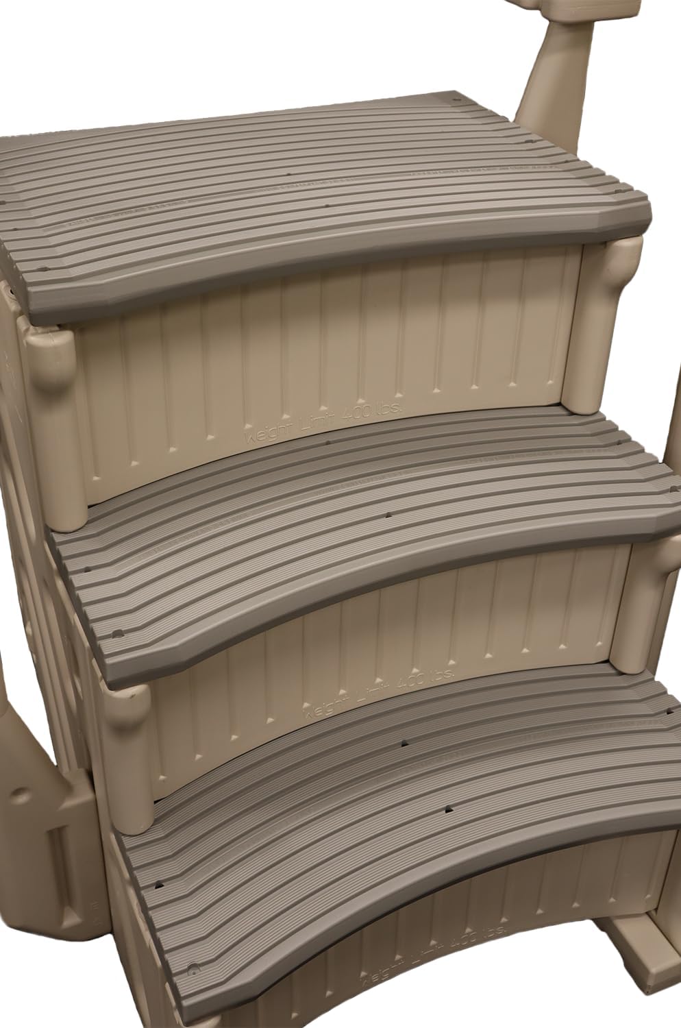 718dCsn36lL._AC_SL1500_.jpg Confer Plastics Curved Drop-in Inground Pool Step 3 Tread Stair Entry System w/ 2 Handrails & Adjustable Mounting Brackets - Base Step, Grey Treads