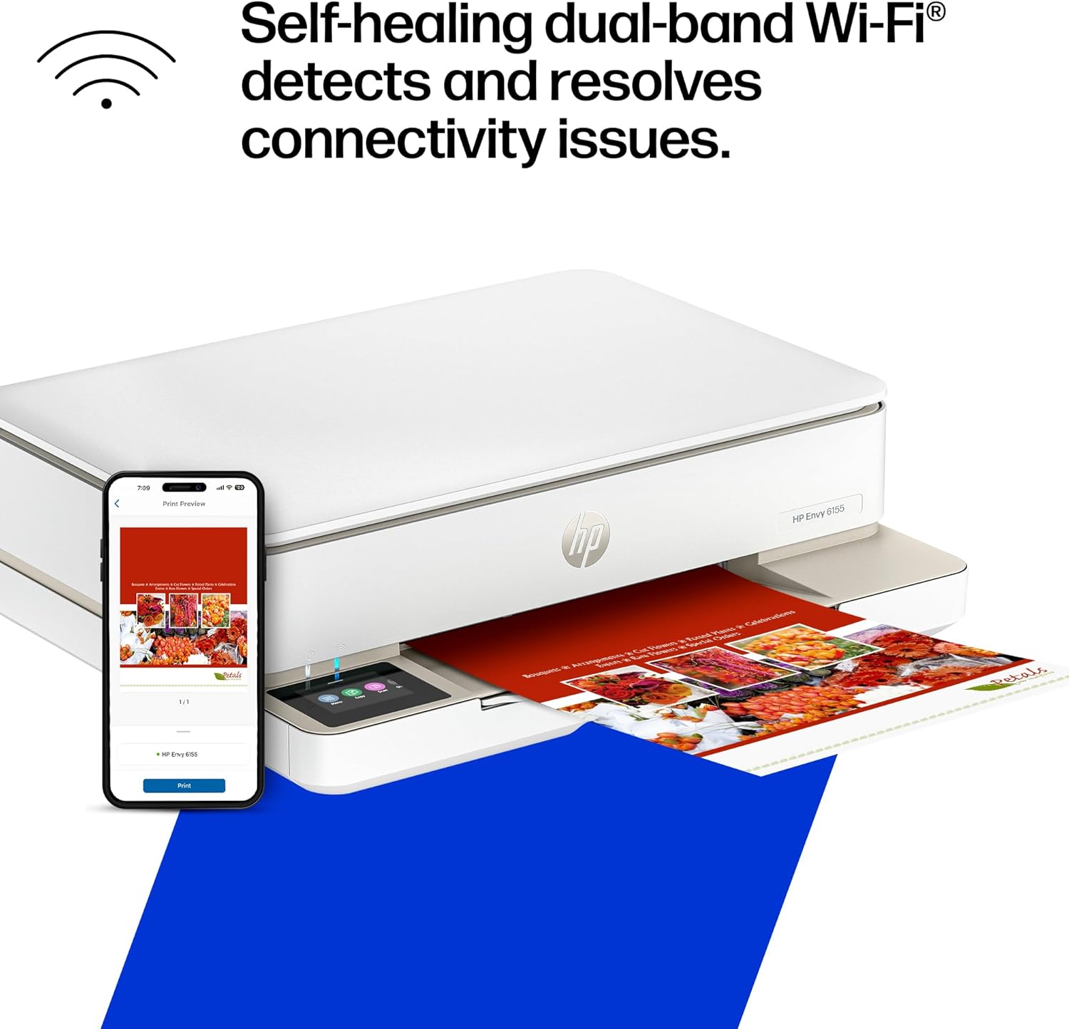 719S7a3y0LL._AC_SL1500_.jpg HP Envy 6155 Wireless All-in-One Color Inkjet Printer, Print, Scan, Copy, Duplex Printing Best-for-Home, 3 Month Trial of Instant Ink Included, AI-Capable (C2WR7A) Portobello