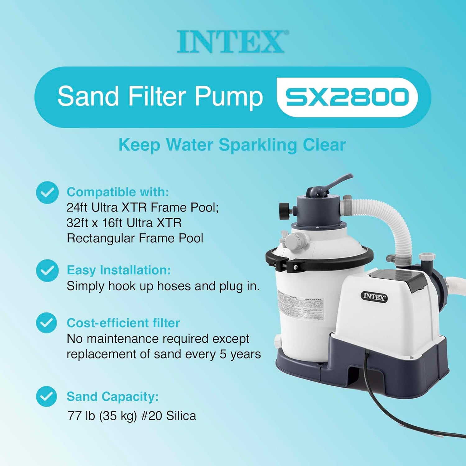 71B8EvCuE8L._AC_SL1500_.jpg Intex 2800 GPH Pool Sand Filter Pump with Krystal Clear Saltwater System and Automatic Timer for Above Ground Swimming Pools, Black