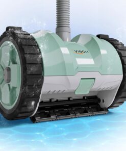 (2025 Upgrade) VINGLI Automatic Suction-Side Pool Vacuum Cleaner, Powerful Wall-Climbing Sweeper for Inground Pools, Includes 39.6ft Tangle-Free Hose (Green&Gray)