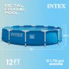 Intex 12' x 30" Round Metal Frame Outdoor Above Ground Swimming Pool Set with Filter Pump, Cartridges, 42 Inch Steel Pool Ladder, and Secure Cover Intex 12' x 30" Round Metal Frame Outdoor Above Ground Swimming Pool Set with Filter Pump, Cartridges, 42 Inch Steel Pool Ladder, and Secure Cover