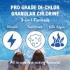 Doheny's Di-Chlor Granular Chlorine | Pro-Grade 3-in-1 Pool Sanitizer, Shock & Algaecide | Fast-Dissolving, Calcium-Free | 99.5% Sodium Dichlor, 56% Stabilized Chlorine | 100lb (2 x 50lb Buckets)