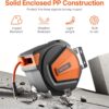 VEVOR Retractable Air Hose Reel, 3/8IN x 65FT Hybrid Air Hose Max 300PSI, Air Compressor Hose Reel Auto-Rewind with 6.6 FT Lead in, Ceiling/Wall Mount Enclosed PP Reel & Built-in 180° Swivel Bracket