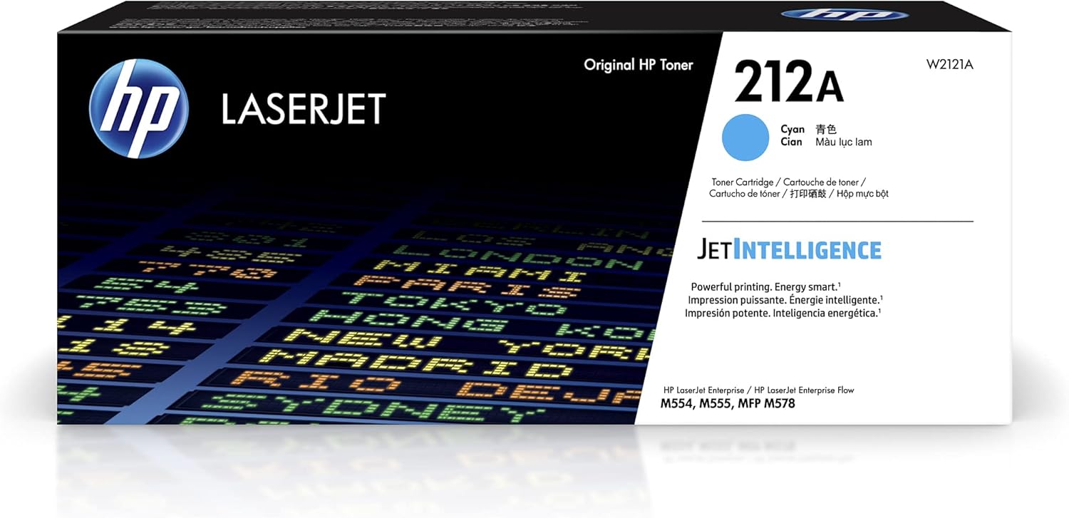 HP 212A Cyan Toner Cartridge Printers | Works with Color LaserJet Enterprise M554, M555 Series; Color LaserJet Enterprise MFP M578 Series | W2121A