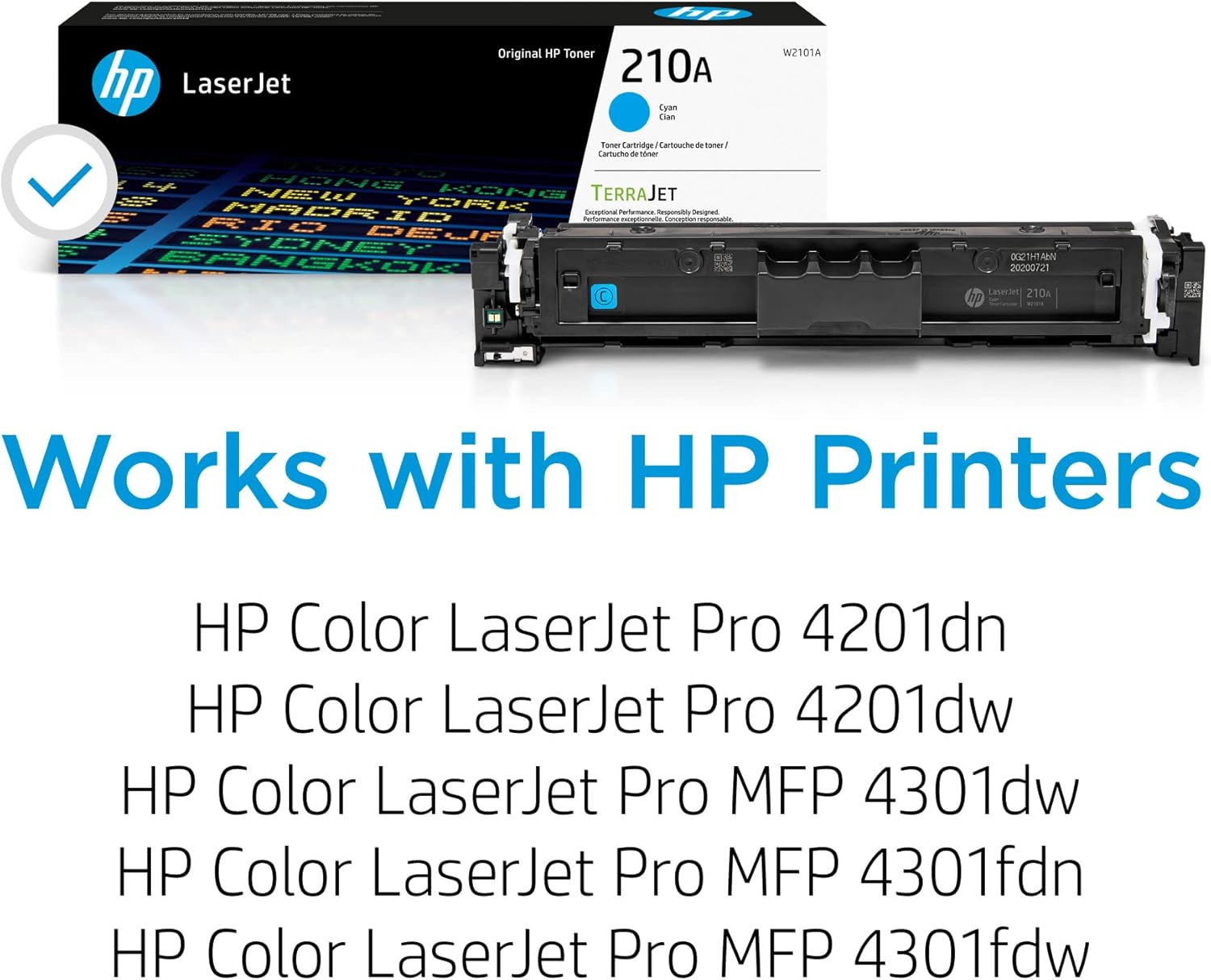 71FcyeidXEL._AC_SL1500_.jpg HP 210A Cyan Toner Cartridge | Works Color LaserJet Pro 4201, Color LaserJet Pro MFP 4301 Series | W2101A