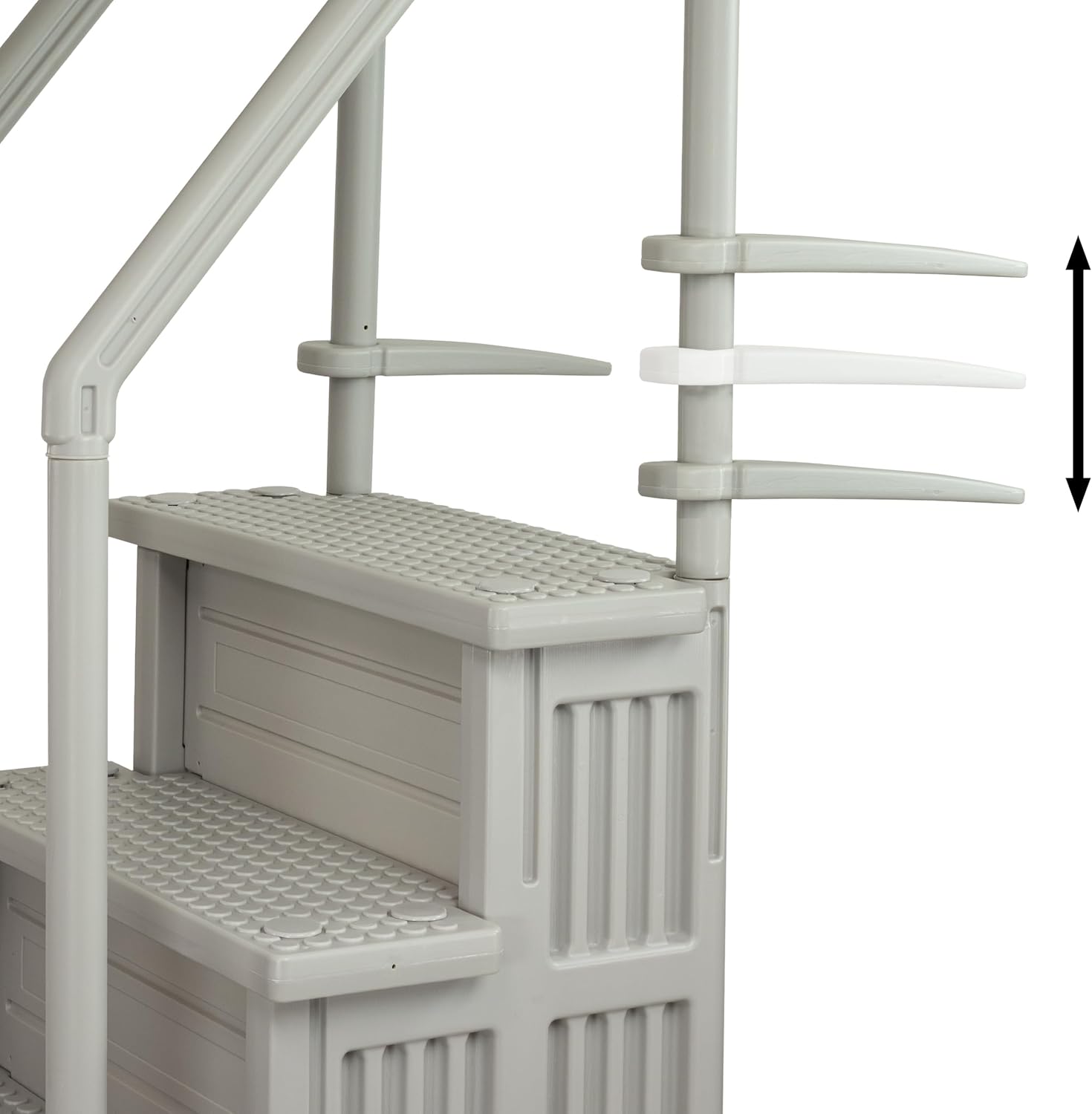 71Fm8mbV-qL._AC_SL1500_.jpg Aqua Select Anti-Slip in-Pool Steps | Cloud Grey/Grey Steps | for Above Ground Swimming Pools | Can Mount to Decks 48" to 54" H | Safety Stairs Capacity Up to 350 lbs