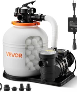 VEVOR FlashPure Sand Filter Pump, 16 in for Above Ground Pool, 1 HP 4400 GPH, Swimming Pool Filter System with Timer, 6X Faster Filtration with Media Installed, Leak-Resistant, Ready to Use Out of Box