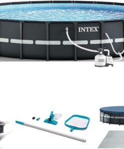 Bestway Steel Pro MAX 16' x 10' x 42" Above Ground Pool, Oval Metal Frame Outdoor Swimming Pool Set with Filter Pump, Ladder, and Cover, Gray