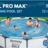 Bestway Steel Pro MAX Above Ground Swimming Pool (12' x 30") | Round Outdoor Backyard Family Pool with Tritech® Puncture-Resistant Liner | Easy Setup | Includes Filter Pump for Clean, Clear Water Bestway Steel Pro MAX Above Ground Swimming Pool (12' x 30") | Round Outdoor Backyard Family Pool with Tritech® Puncture-Resistant Liner | Easy Setup | Includes Filter Pump for Clean, Clear Water