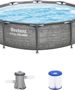 Bestway Steel Pro MAX 10' x 30" Above Ground Pool, Round Metal Frame Outdoor Swimming Pool Set with Filter Pump, Stacked Stone Print