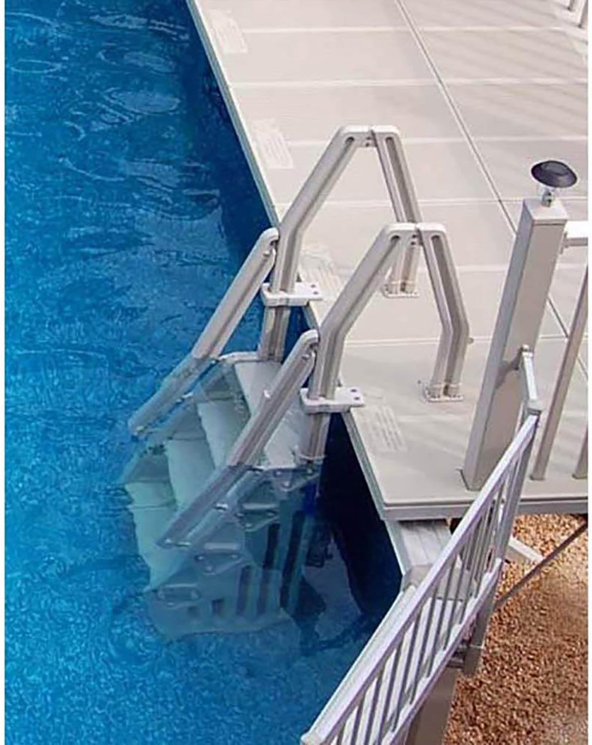 71HC3MMaB6L._AC_SL1500_.jpg Vinyl Works 24 Inch in Pool Step Ladder, Adjustable Stair Entry System with Handrails and Non-Slip Surface for Above Ground Swimming Pools, White